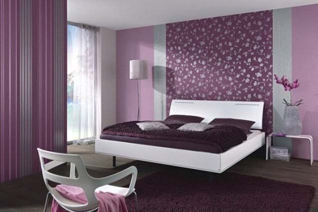 Дизайн комбинированных обоев в спальню на фото